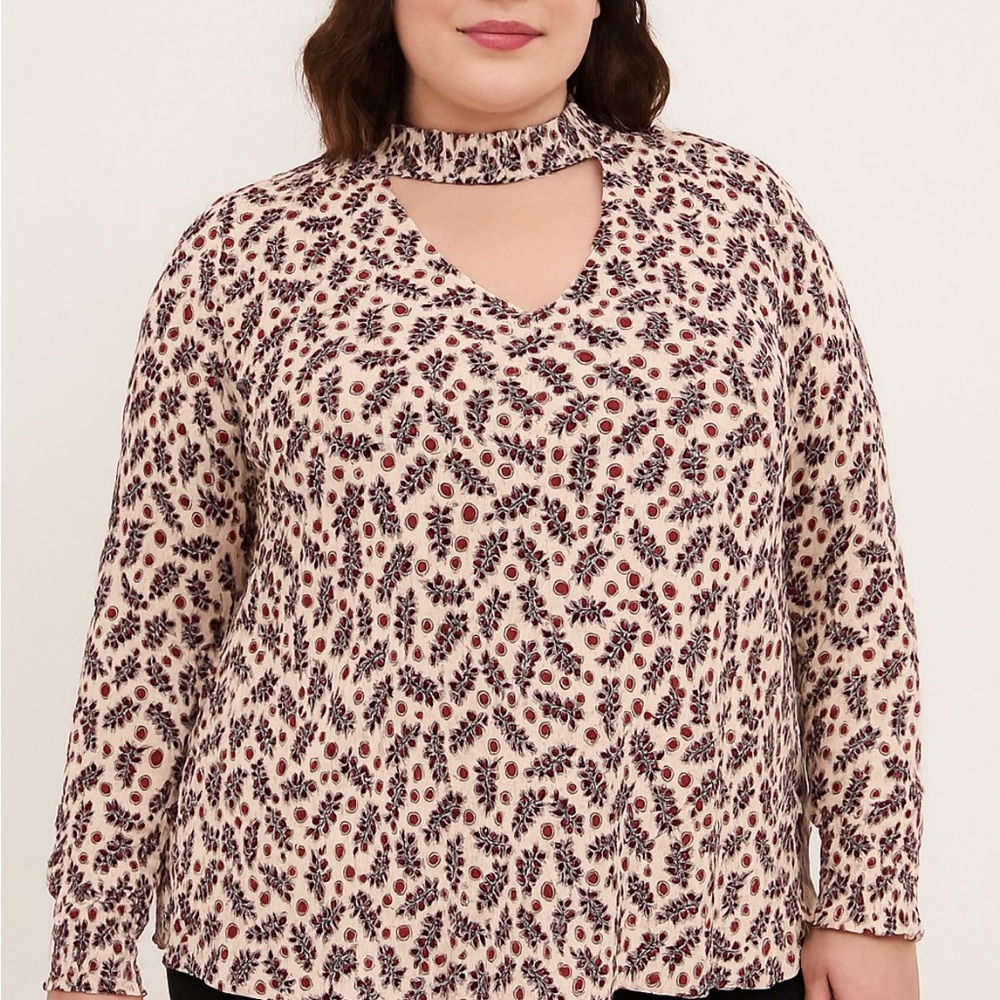 NWT Torrid 4X  26W Jersey Smocked Top Long Sleeve Floral